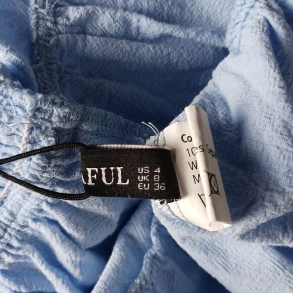 Zaful Dress Women's Size 4 Babydoll Mini Ruffled Light Blue Summer - Picture 5 of 10